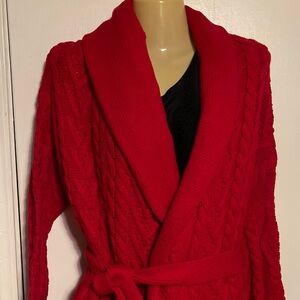 Ralph Lauren Red Cable Knit Cardigan